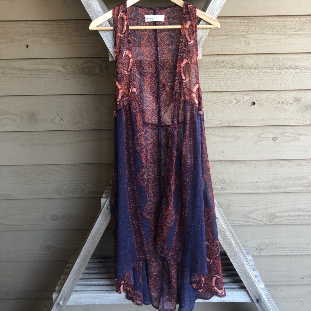 Flowy Long Scarf Vest